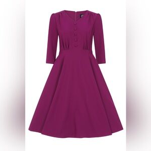 Hearts & Roses London Pretty Plum 50s Swing Dress